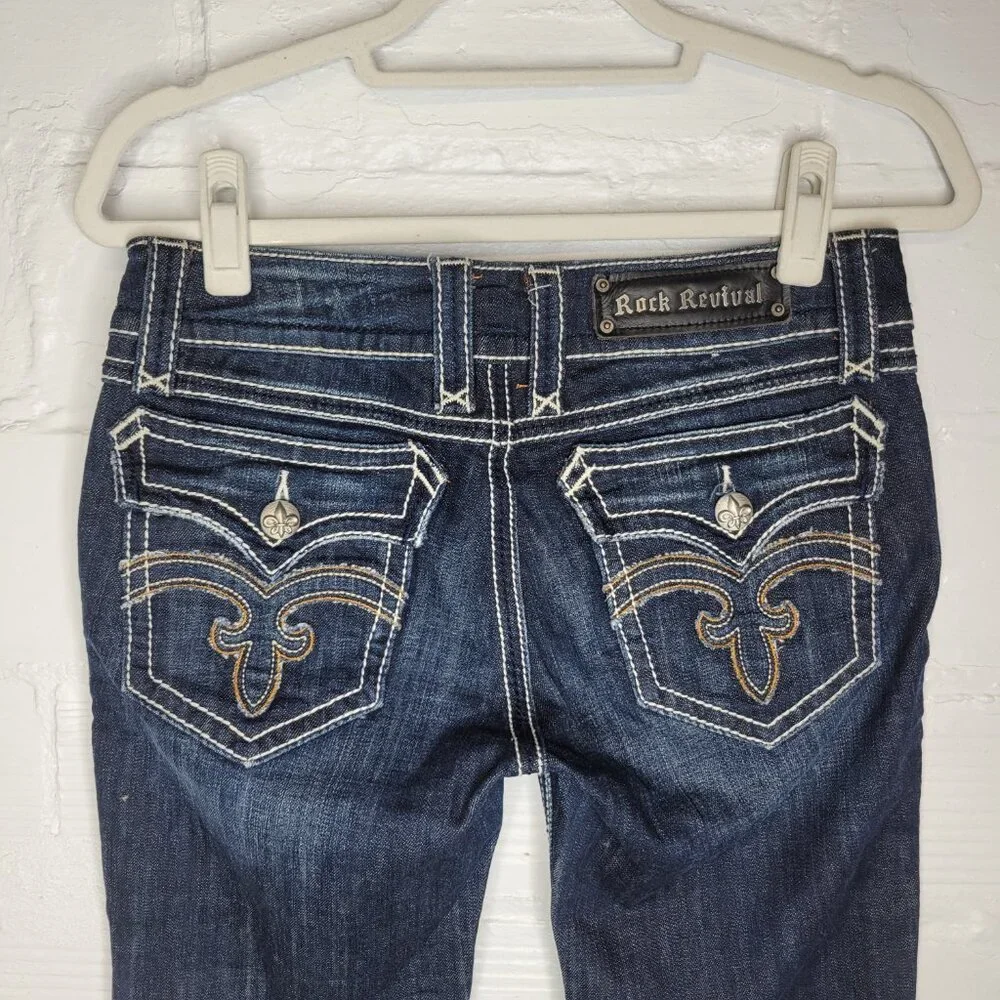 Rock Revival Women's Size 29 Jeans Debbie Straight Raw Hem Crop